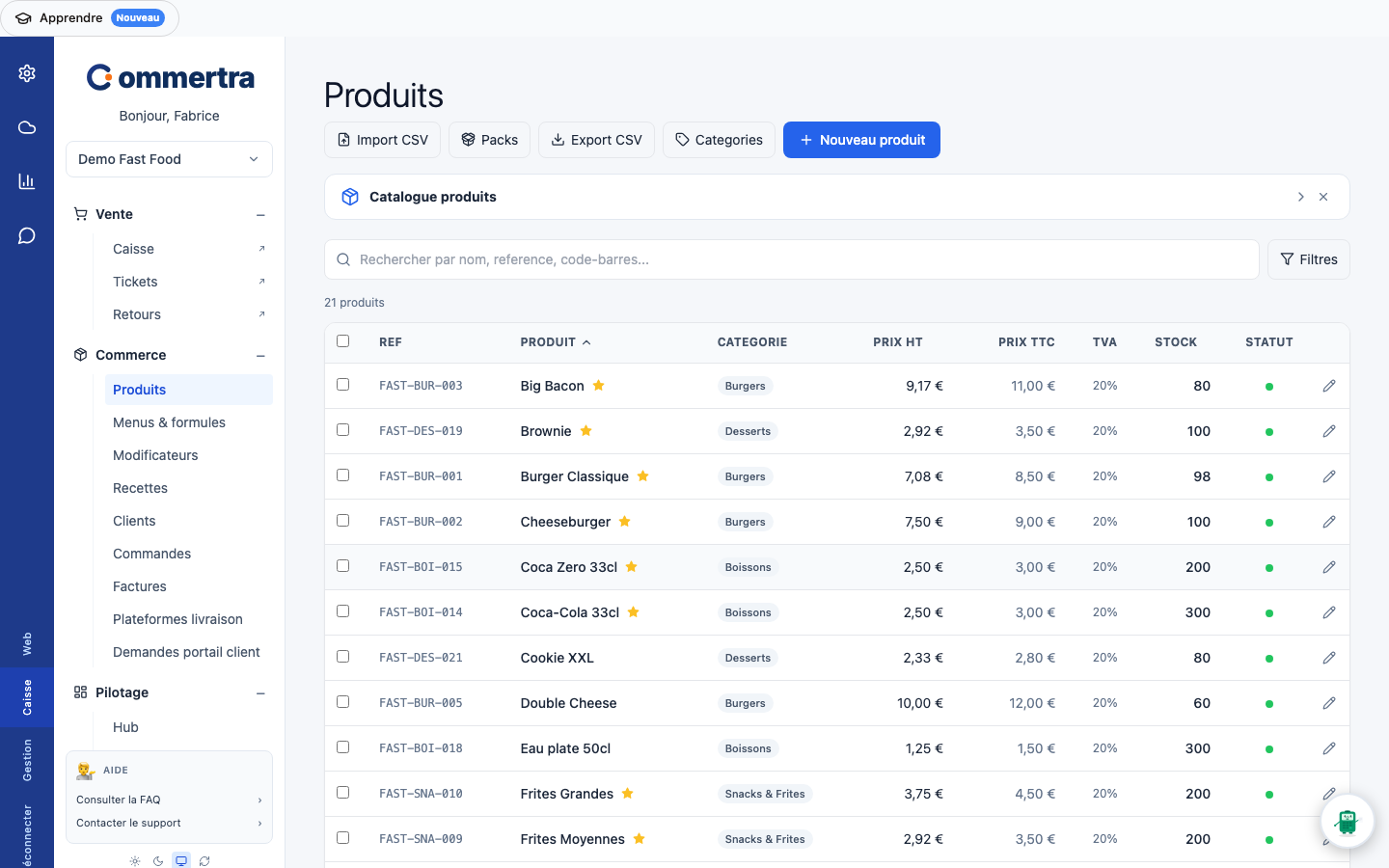 Catalogue produits